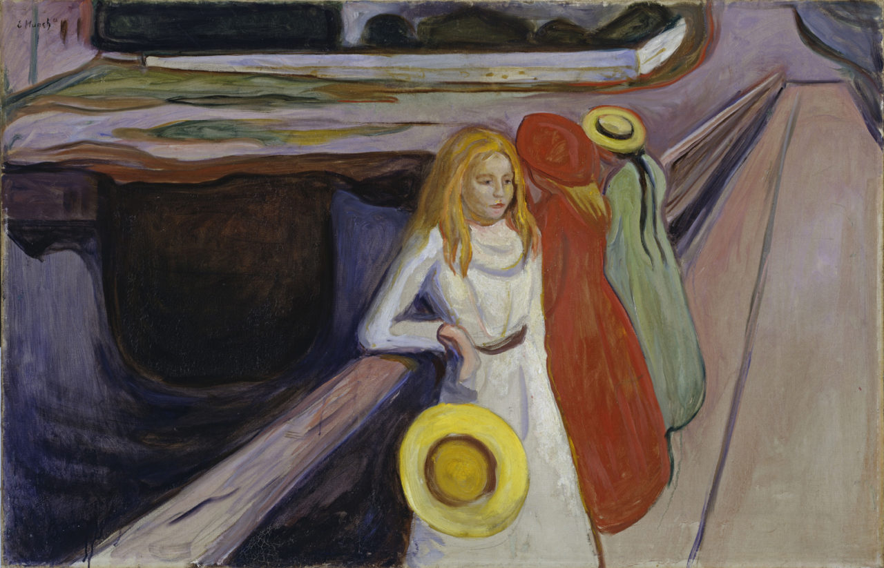 Bild von Edvard Munch in der Hamburger Kunsthalle: Mädchen auf der Brücke